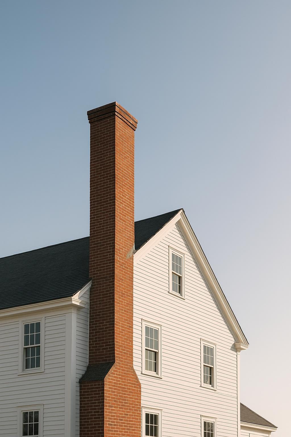 Brick chimney on a colonial house (illustration)